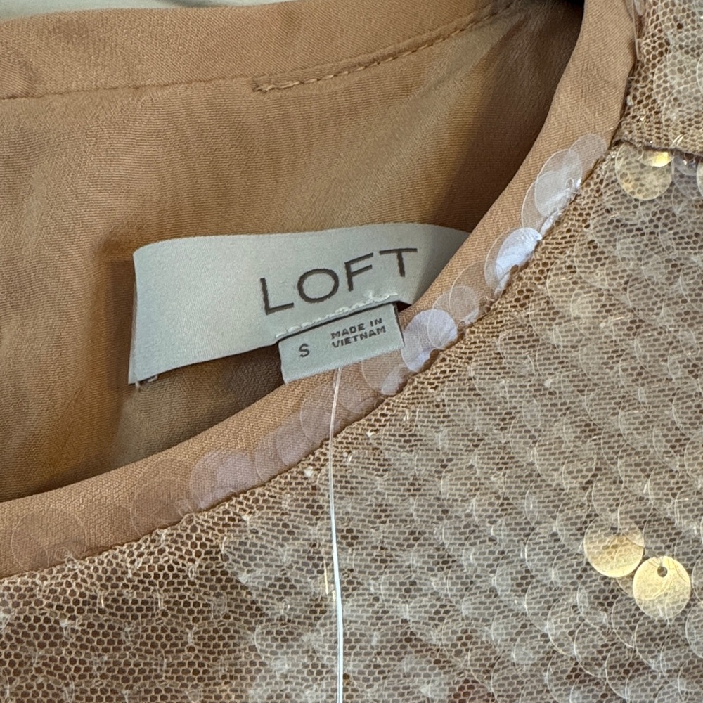 LOFT Sequin Beige Blouse New With Tags - Picture 3 of 4